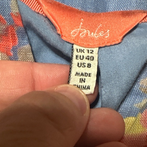 Joules Lisia Women’s 8 Sleeveless Button Down Blue Floral Lined Dress Flax Linen - Picture 5 of 15